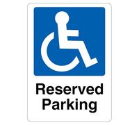 V Safety Reserved Parking - Mandatory Disabled 210 x 297 mm (A4) - 1mm Rigid Plastic Safety Sign