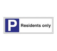 V Safety Residents Only - Landscape 300 x 100 mm - 2mm Super-Tough Rigid Plastic Safety Sign