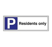 V Safety Residents Only Parking Sign - 450mm x 150mm - 1mm Rigid Plastic