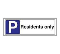 V Safety Residents Only Parking Sign - Landscape - 300 mm x 100 mm - Self Adhesive Vinyl Safety Sign