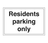 V Safety Residents Parking Only 400 x 300 mm - 3mm Reflective Aluminium Composite Safety Sign