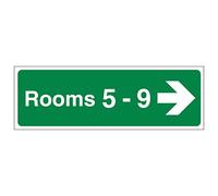 V Safety Rooms 5-9 Arrow Right - Wayfinding Sign - 450x150 - GITD Rigid Plastic safety sign