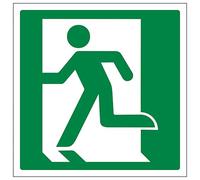 V Safety Running Man Left Logo 150 x 150 mm - Self Adhesive Vinyl - Aluminium Effect Safety Sign