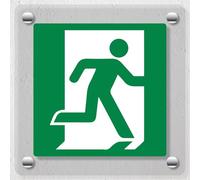 V Safety Running Man Right Logo - 100 x 100 mm - Acrylic Perspex Cast Clear Safety Sign