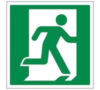 V Safety Running Man Right Logo 150 x 150 mm - Self Adhesive Vinyl - Aluminium Effect Safety Sign