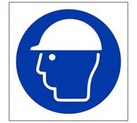 V Safety Safety Helmet Logo Ppe Mandatory Sign - Adhesive Vinyl 200X200mm (X3)