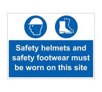 V Safety Safety Helmets & Footwear Must Be Worn - Correx® 600 x 450 mm Safety Sign