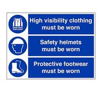 V Safety Safety Helmets/High Vis/Protective Footwear 600 x 450 mm - 3mm Aluminium Composite Safety Sign