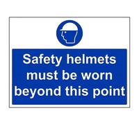 V Safety Safety Helmets Must Be Worn Beyond This Point PPE Sign - 400mm x 300mm - 1mm Rigid Plastic