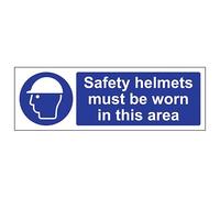 V Safety Safety Helmets Must Be Worn In This Area 600 x 200 mm - 3mm Aluminium Composite Safety Sign