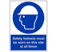 V Safety Safety Helmets Worn At All Times Sign - Rigid Plastic - 450X600mm (X3)