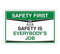 V Safety Safety Is Everybody's Job 300 x 200 mm - 2mm Rigid Plastic Safety Sign