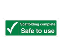 V Safety Scaffolding Complete Safe To Use - Landscape 600 x 200 mm - Glow In The Dark 1mm Rigid Plastic Safety Sign