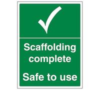 V Safety Scaffolding Complete Safe To Use - Portrait 200 x 300mm - 2mm Rigid Plastic Safety Sign