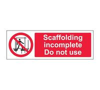 V Safety Scaffolding Incomplete - Landscape 300 x 100 mm - Self Adhesive Vinyl - Aluminium Effect Safety Sign