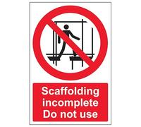V Safety Scaffolding Incomplete - Portrait 300 x 400 mm - Self Adhesive Vinyl - Aluminium Effect Safety Sign