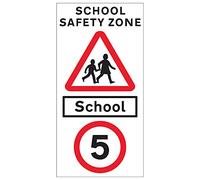 V Safety School Safety Zone 5 MPH - 3mm Alumcomp Ra1 Anti Graffiti - 450x900mm