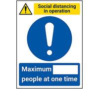 V Safety SD In Operation - Max People At One Time - 150mm x 200mm - Self Adhesive Vinyl