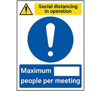 V Safety SD In Operation - Max People Per Meeting - 150mm x 200mm - 1mm Rigid Plastic
