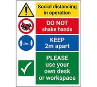 V Safety SD In Operation - Use Own Desk Or Workspace - 300mm x 400mm - Self Adhesive Vinyl
