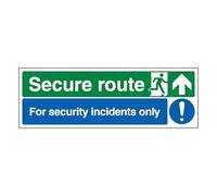 V Safety Secure Route Arrow Up/Security Incidents Only 300 x 100 mm - Glow In The Dark Self Adhesive Vinyl Safety Sign