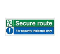 V Safety Secure Route Left/Security Incidents Only 600 x 200 mm - Glow In The Dark Self Adhesive Vinyl Safety Sign