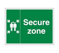 V Safety Secure Zone with Family 600 x 450 mm - 3mm Aluminium Composite Safety Sign