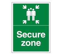 V Safety Secure Zone with Family - Portrait 400 x 600 mm - 3mm Aluminium Composite Safety Sign