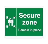 V Safety Secure Zone with Family - Remain in Place 400 x 300 mm - 3mm Aluminium Composite Safety Sign