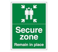 V Safety Secure Zone with Family - Remain in Place - Portrait 400 x 600 mm - Self Adhesive Vinyl Safety Sign