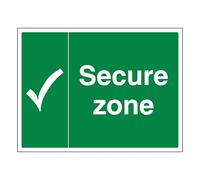 V Safety Secure Zone with Tick 600 x 450 mm - 3mm Aluminium Composite Safety Sign