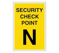 V Safety Security Check Point N 100 x 150 mm - Glow In The Dark 1mm Rigid Plastic