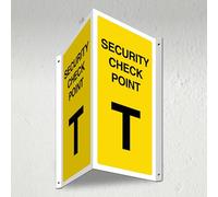 V Safety Security Check Point T - 3D Corridor Sign 340 x 300 mm - 3mm Indoor Palboard + Fold & Drill Holes - Customised