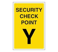 V Safety Security Check Point Y 100 x 150 mm - Glow In The Dark 1mm Rigid Plastic
