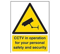 V Safety Security Notice, CCTV In Operation For Your Own Personal Safety And Security Sign - 150mm x 200mm - 1mm Rigid Plastic