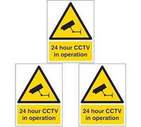 V Safety Security Notice, CCTV In Operation Sign - Portrait - 200mm x 300mm - Self Adhesive Vinyl (Pack of 3)