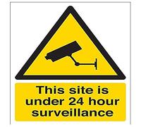 V Safety Security Notice, This Area Is Under 24 Hour Surveillance Sign - 150mm x 200mm - Self Adhesive Vinyl