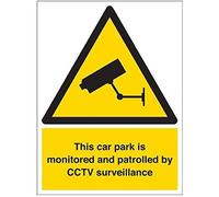 V Safety Security Notice, This Car Park Is Monitored And Patrolled By CCTV 24 Hours Sign - 300mm x 400mm - 1mm Rigid Plastic