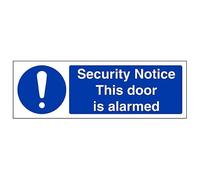 V Safety Security Notice - This Door Is Alarmed - Landscape 300 x 100 mm - Glow In The Dark Self Adhesive Vinyl Safety Sign
