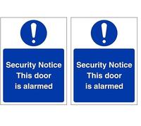 V Safety Security Notice This Door Is Alarmed - Portrait 100 x 150 mm - 2mm Rigid Plastic Safety Sign (Pack of 2)
