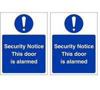 V Safety Security Notice This Door Is Alarmed - Portrait 100 x 150 mm - 2mm Super-Tough Rigid Plastic Safety Sign (Pack of 2)