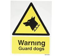 V Safety Security Notice, Warning Guard Dogs Sign - 150mm x 200mm - 1mm Rigid Plastic
