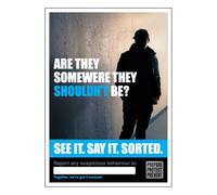 V Safety See it. Say it. Sorted. Poster - Are They Somewhere They Shouldn't Be? 210 x 297 mm (A4) - Standard 0.2mm Flexi-Plastic Security Awareness Posters