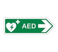V Safety Shaped Safety Sign - Aed Arrow Right - 300X100 - Glow In The Dark Rigid Plastic