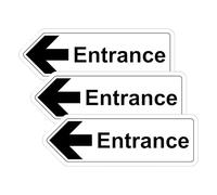 V Safety Shaped Safety Sign - Entrance Arrow Left - 300X100 - Self Adhesive Vinyl (Pack of 3)