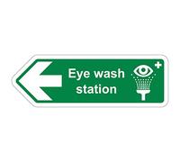 V Safety Shaped Safety Sign - Eyewash Station Arrow Left - 300X100 - Glow In The Dark Sav