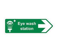 V Safety Shaped Safety Sign - Eyewash Station Arrow Right - 300X100 - Gitd Rigid Plastic