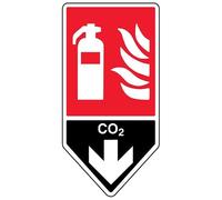 V Safety Shaped Safety Sign - Fire Extinguisher Co2 - 200X400 - 2MM Rigid Plastic