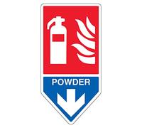 V Safety Shaped Safety Sign - Fire Extinguisher Powder - 200X400-2MM Rigid Plastic