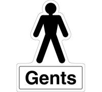 V Safety Shaped Safety Sign - Gents Toilets - 300X400-1MM Rigid Plastic